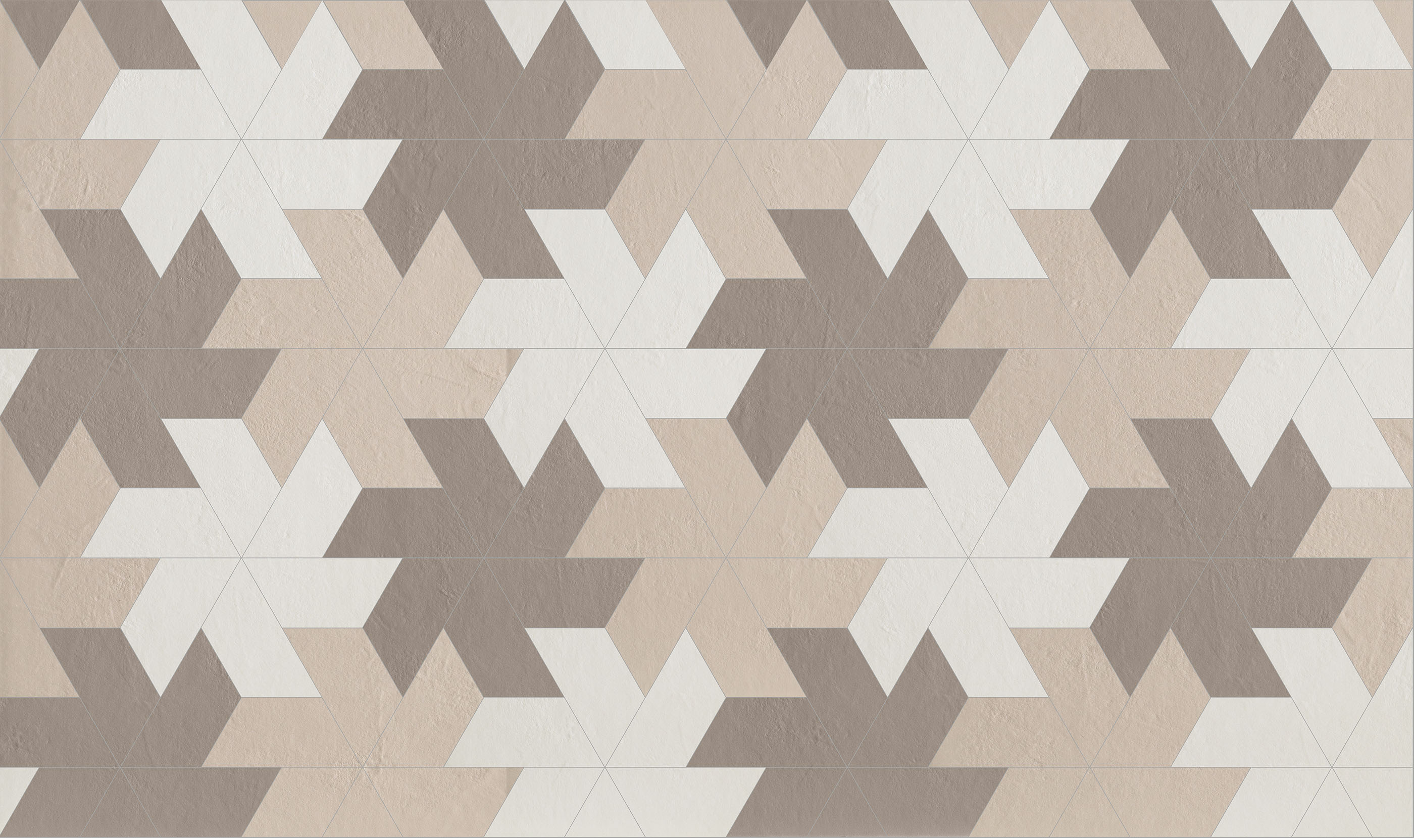 Tiles with geometric star pattern in beige and brown tones.