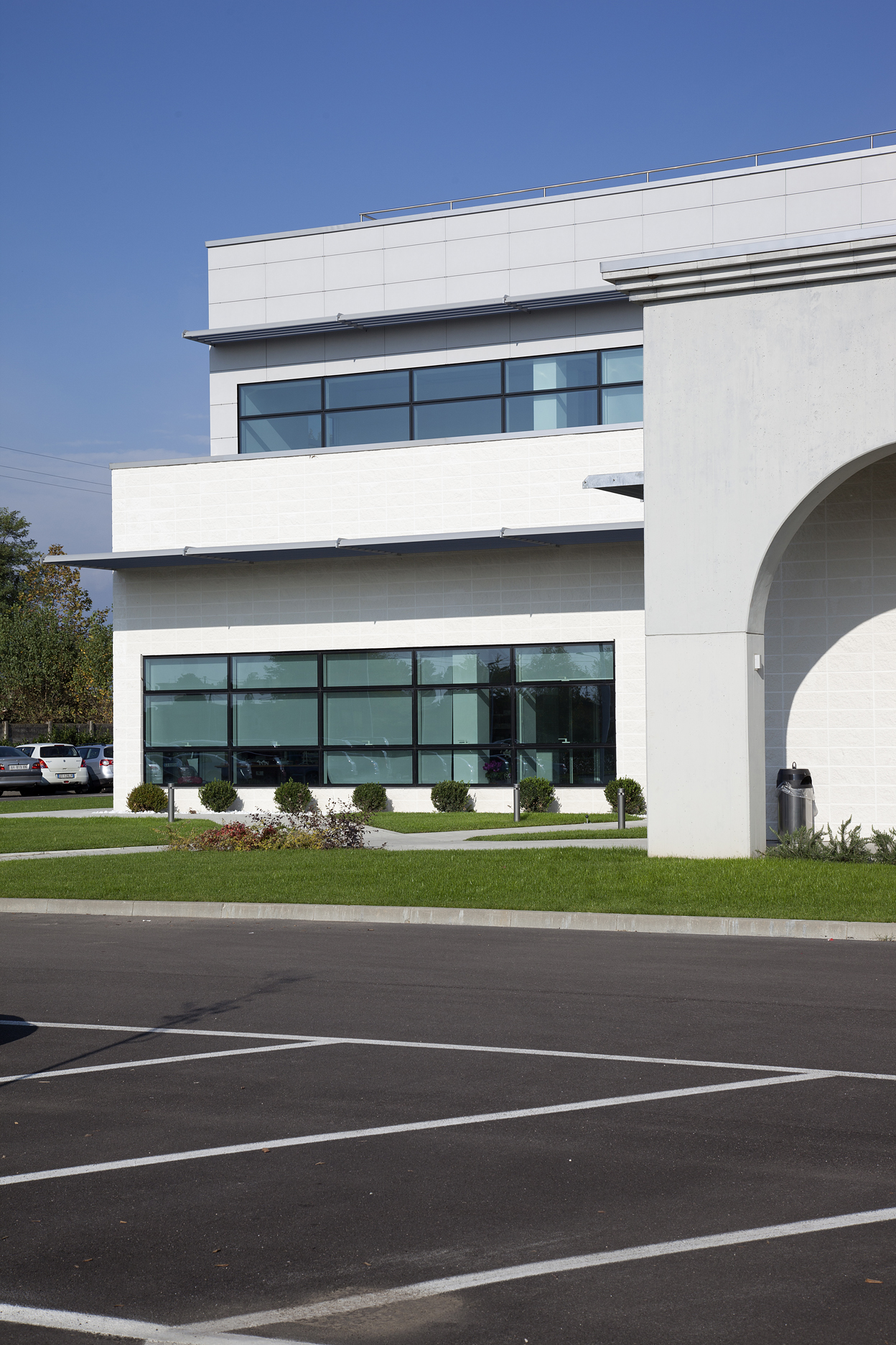 Modern building with clean lines, ideal for premium tiles.