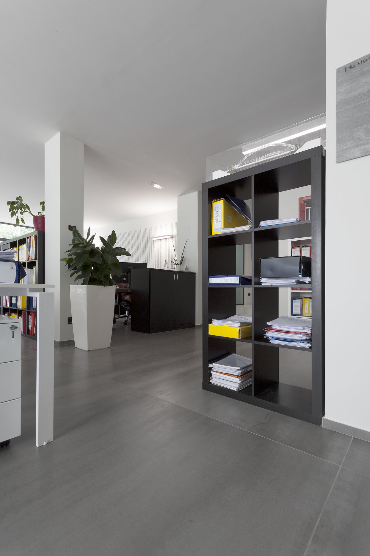 High-quality grey tiles in a modern office.