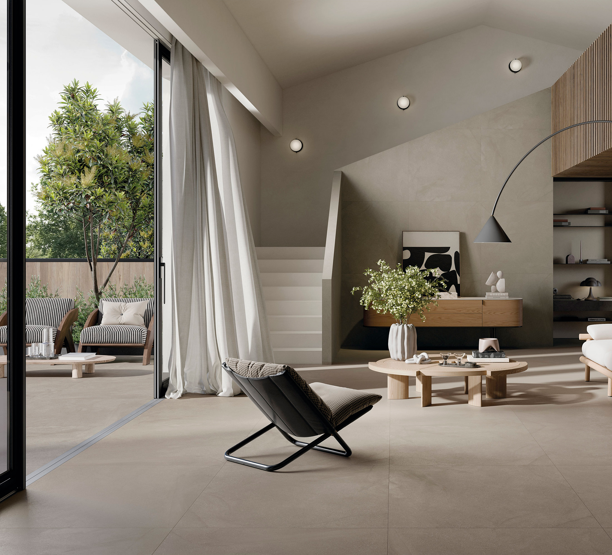 Seamless indoor-outdoor transition with premium tiles.