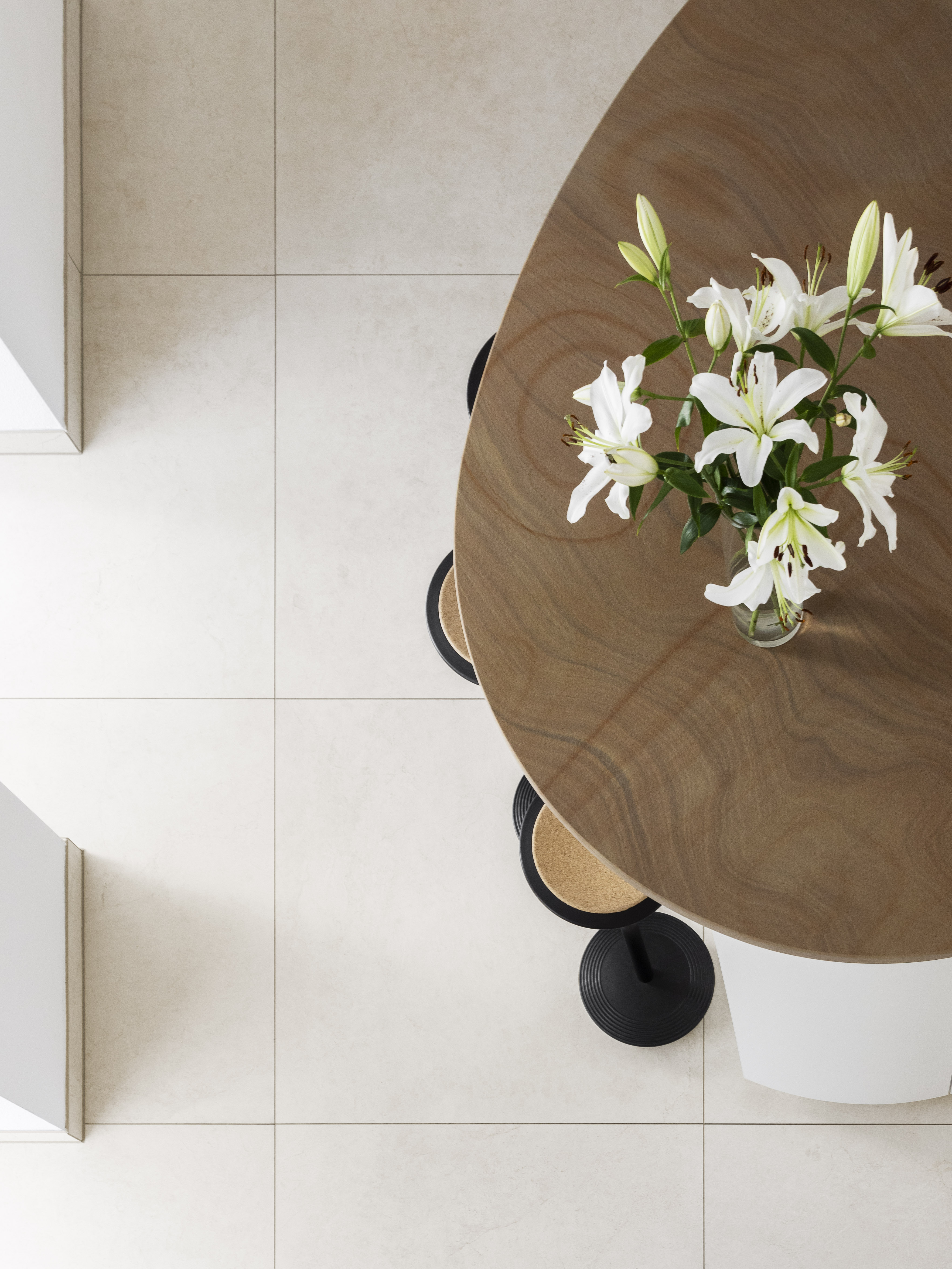 Bright, large-format tiles for modern interiors.