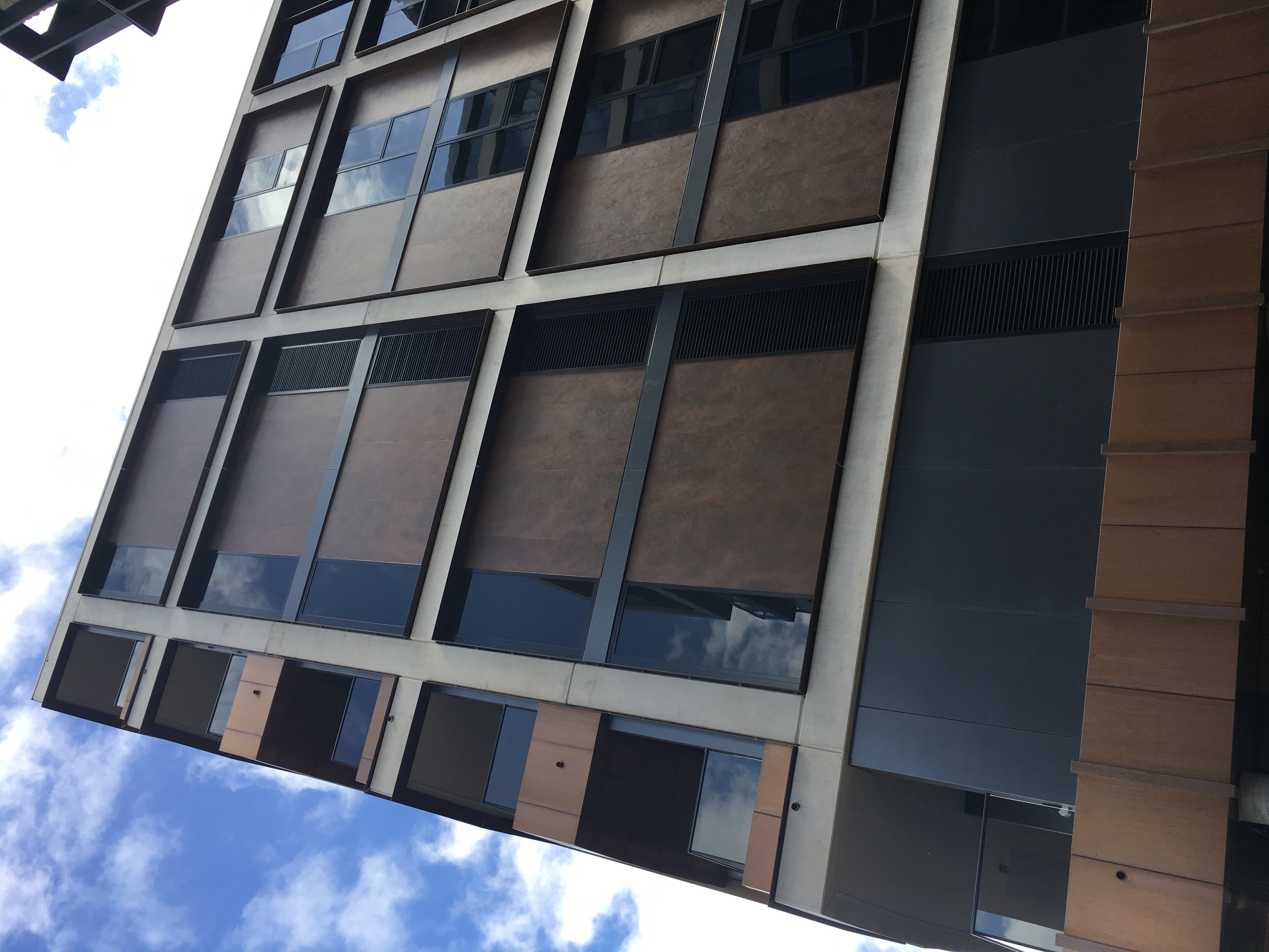 Modern building with large-format facade tiles, ideal for outdoor design.