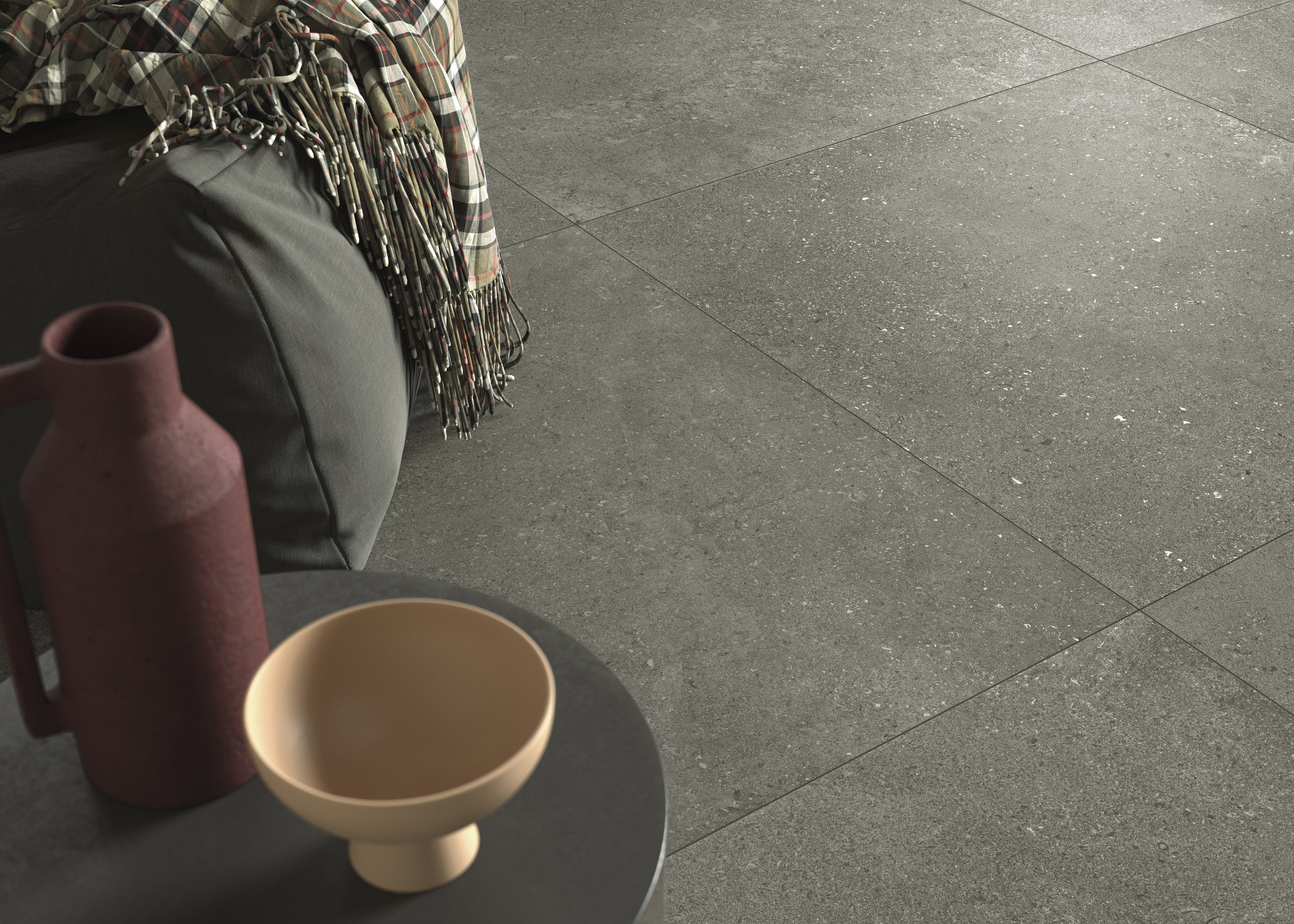 Modern grey concrete-look tiles for stylish interiors.