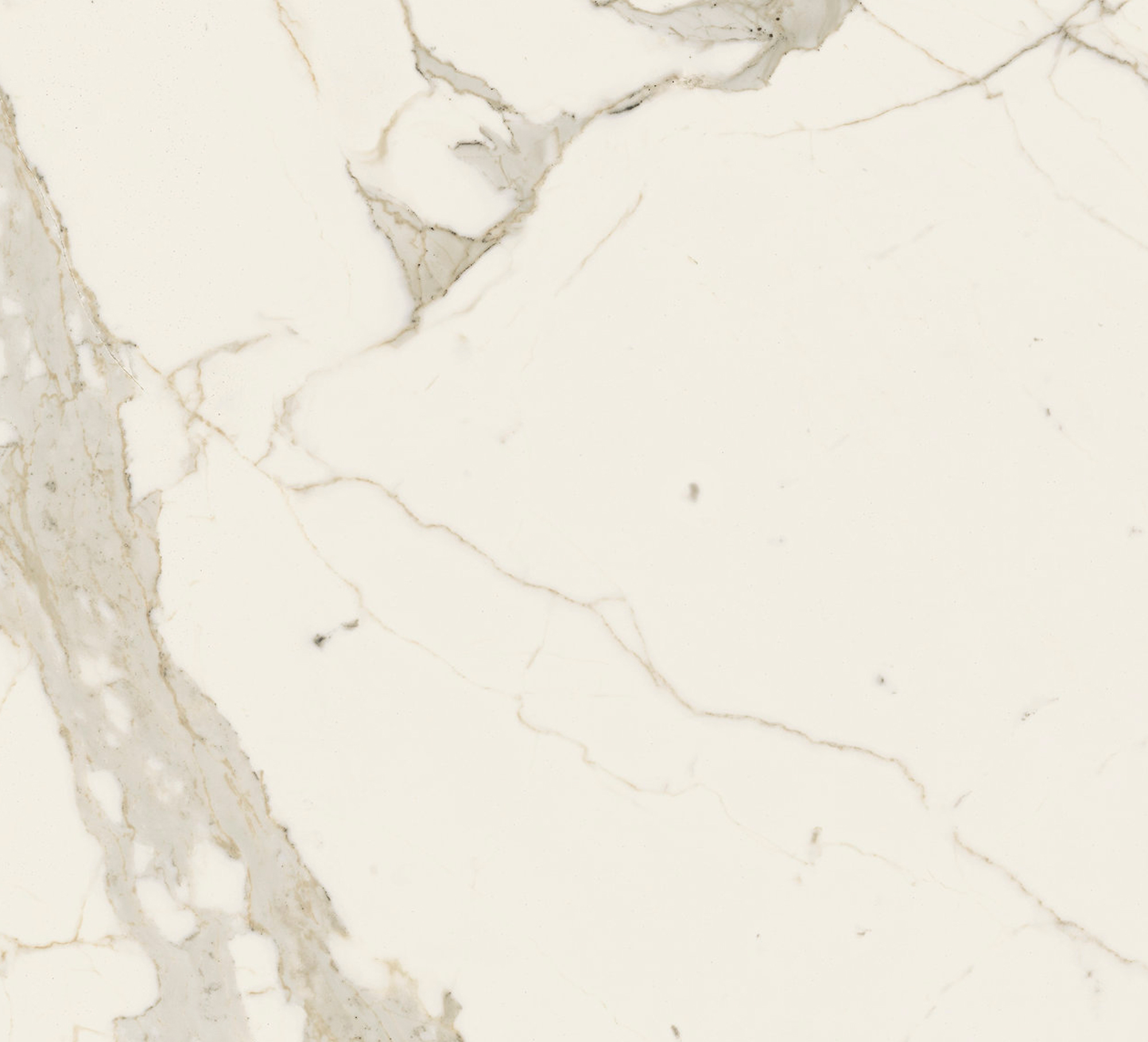 Cream marble-look tile with grey and beige veins.