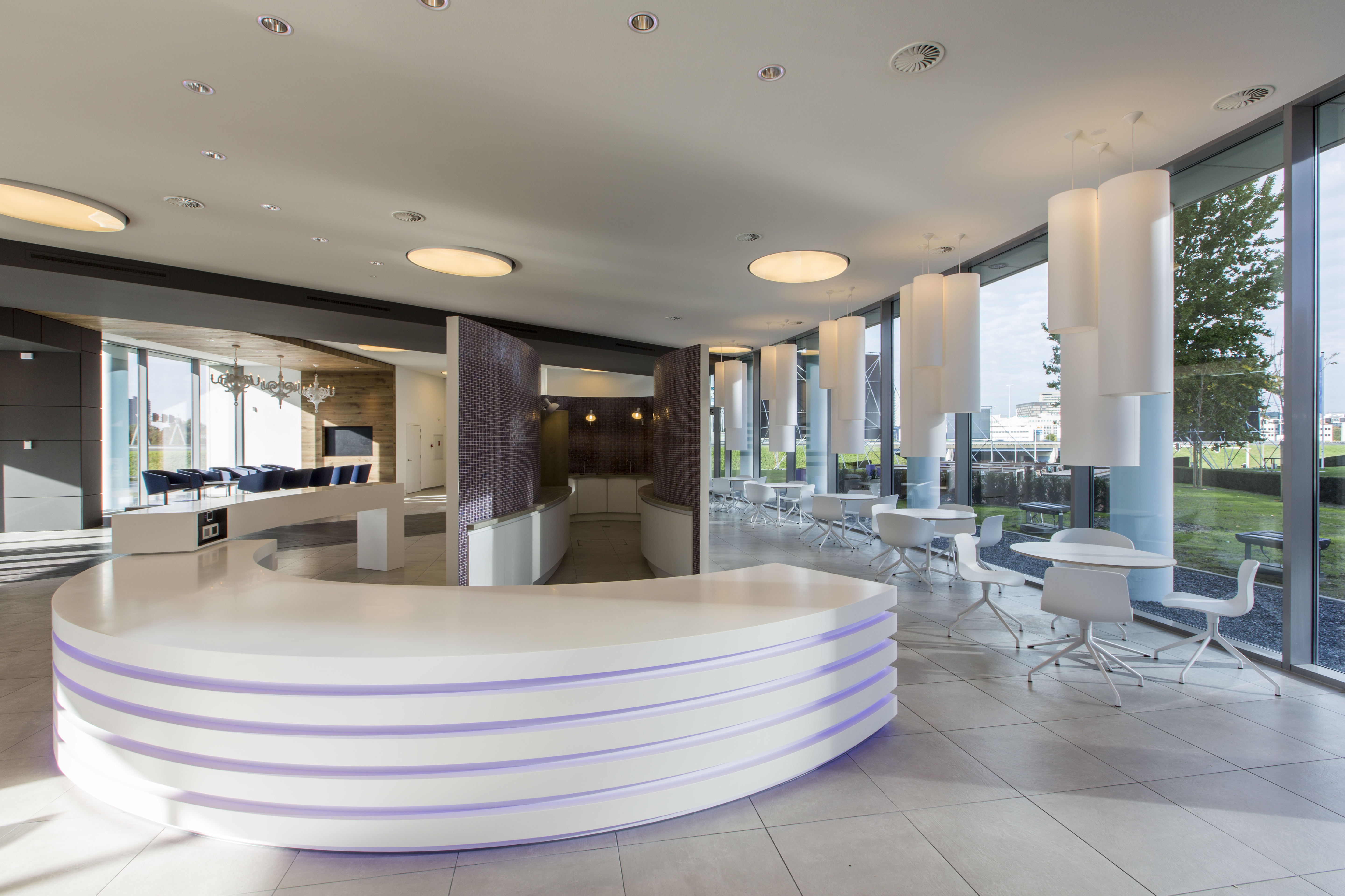 Exclusive reception area with high-quality floor tiles and modern interior.