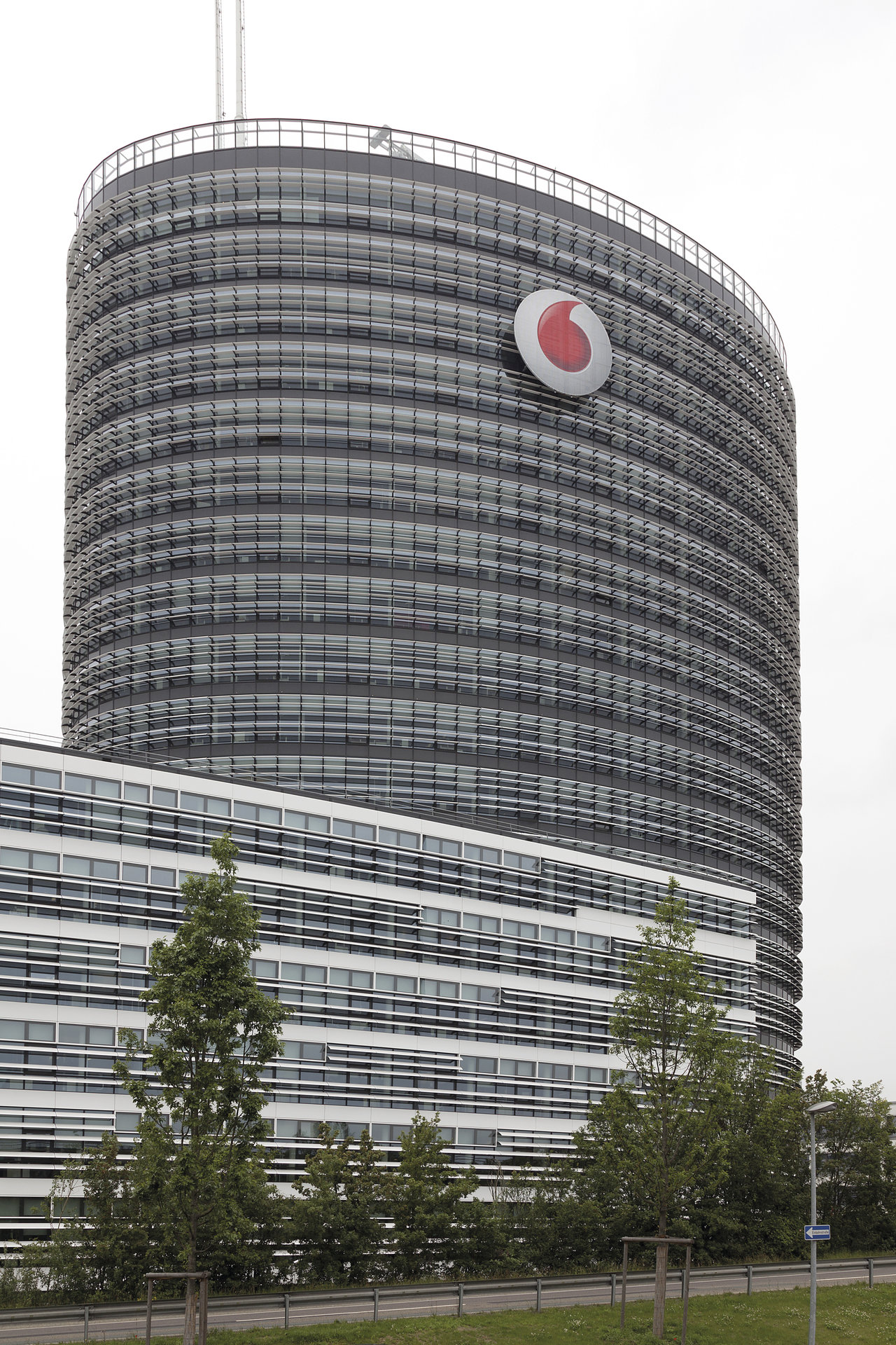 Vodafone Campus Building with Logo in Düsseldorf.