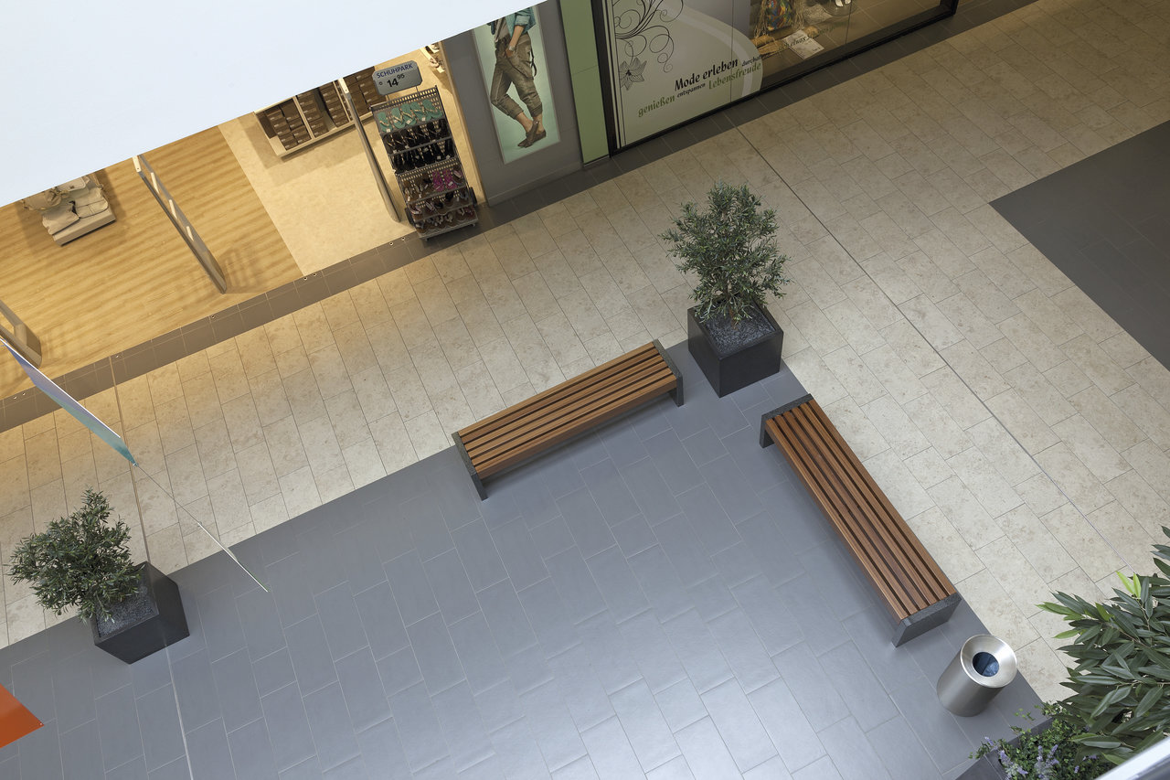 Application example: Grey and beige tiles in a stylish interior.